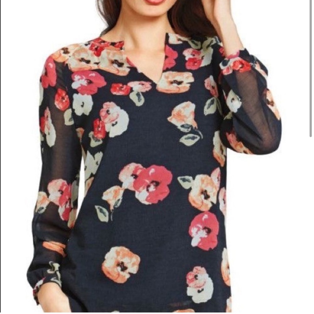 Cabi M floral blouse black poppy